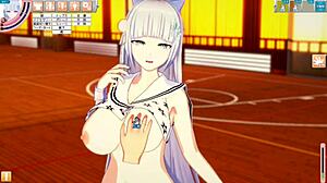 Enjoying a relaxing massage with big tits in anime 3D CG