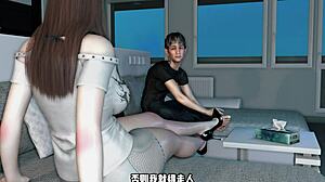 3D horny slut cheats with big cock, squirts hard in wild interracial anal action. Asian whore loves every thrust!