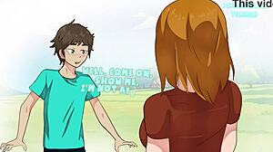 Athletic slut in Minecraft parody flashes boobs to Steve in hentai cartoon