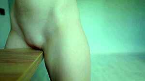 shaved pussy rubbing table to cum in panties