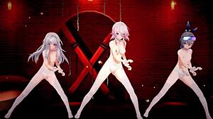 Wow, check out Clara, March 7th, and Silverwolf in wild hentai action!