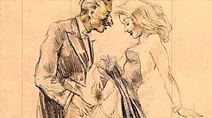 Vintage erotic illustration from retro cartoon anime hentai collection