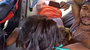 Friends stop car on road to fuck hot babes in grass