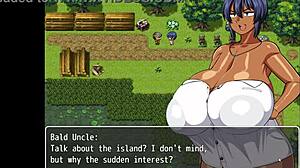 Tanned Girl Natsuki Enjoys Naked Bath in Hentai Game After Perverted Villagers