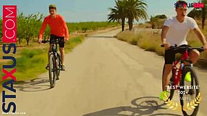 Ride me hard! Two cyclists enjoy blowjob after ride.