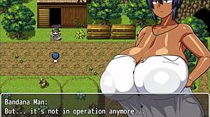 Tanned Girl Natsuki Flashes Huge Tits in Hentai Game