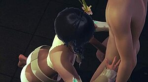 Asian Sissy Venti Gives Blowjob and Footjob in Crossdress Play