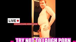 silly gay guy sucking cock in try not to laugh porn