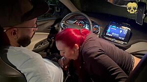 My friend and I played with boss's monster cock in his car, swallowing cum.