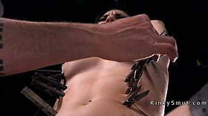 bound babe gets rough anal fucking with dildo