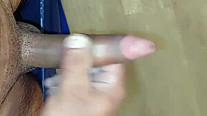 Intense masturbation leads to cum ejaculation on hotel floor