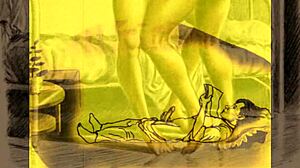 Vintage erotic cartoon illustration from antique anime collection