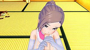 Cute girl in sexy maid costume rides big cock in 3d hentai fantasy