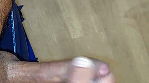 Intense masturbation leads to cum ejaculation on hotel floor
