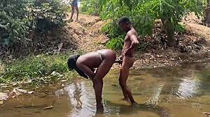 Enjoying outdoor activities with a thick body in the river.