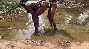 Enjoying outdoor activities with a thick body in the river.