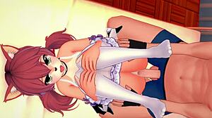 Hot girlfriend strips apron for intense hentai fuck in missionary position.