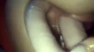 Amateur teen 18+ uses double dildo for masturbation and double penetration