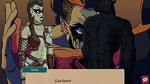 queens brothel adventure with busty orc character