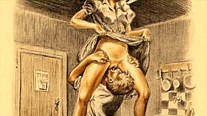 Vintage erotic cartoon illustration from antique anime collection