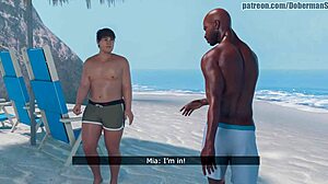 3d animation blonde with big tits relaxing on the beach