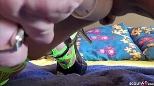 German young couple films their own private amateur video