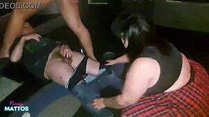 BBW sits on face, sucks cocks for everyone at swing house party