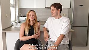 Young couple has quickie missionary sex after web chat, deepthroating for pleasure