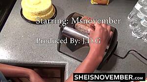 Step Brother Seduces Cute MsNovember for Kitchen Sex