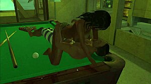 I Am Playing On The Pool Table With Cartoon Characters