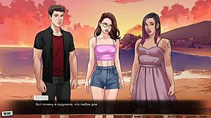 in this hentai gameplay, the girl with big nipples squirts from vibrator and big black cock fucking