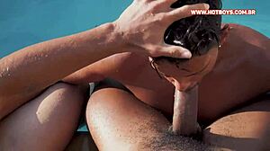 Me and my buddy screw the naughty emo at pool party