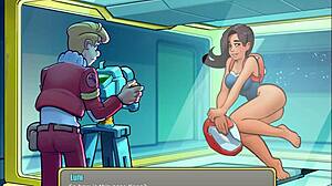 lets play space rescue, fucking curvy mature cartoon babe with big tits in holo-pictures