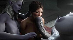 Busty woman chosen for threesome futanari double penetration