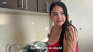 Fiery busty stepmom intensely fucks stepdaughter's boyfriend and convinces her for dirty threesome