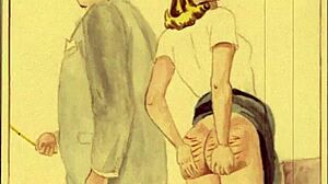 Vintage erotic drawing from antique anime hentai collection.