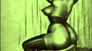 vintage erotic illustration from retro cartoon anime hentai