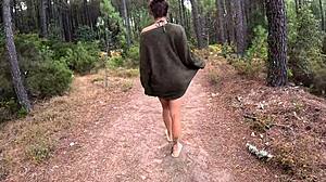 Naked walk in the forest leads to hard fucking desire