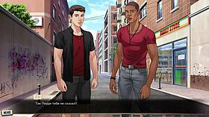 in this hentai gameplay, the girl with big nipples squirts from vibrator and big black cock fucking