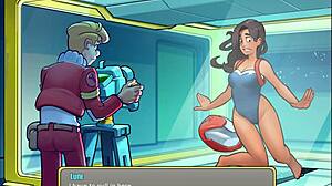 lets play space rescue, fucking curvy mature cartoon babe with big tits in holo-pictures