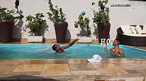 Me and my buddy screw the naughty emo at pool party