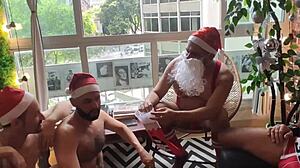 Secret Christmas orgy unleashes Peruvian and Brazilian studs. Monster cocks bang in festive gangbang ho ho ho!