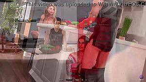 horny stepmom gives blowjob secretly almost caught in 3d hentai usa game