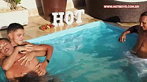 Me and my buddy screw the naughty emo at pool party