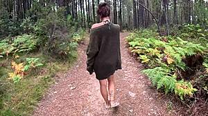 Naked walk in the forest leads to hard fucking desire