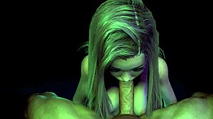 Busty teen teases with sloppy blowjob in VR