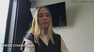 Pretty Schoolgirl Confesses Sucking Cock Bent Over With Red Knees