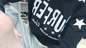 Slim gay teen passionately sucks his sexy feet in foot fetish ecstasy.