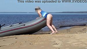 lady tourist meets boatman for an unexpected steamy encounter on the open water.