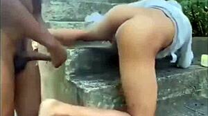 gave it to the huge black cock guy in abandoned lot, almost caught